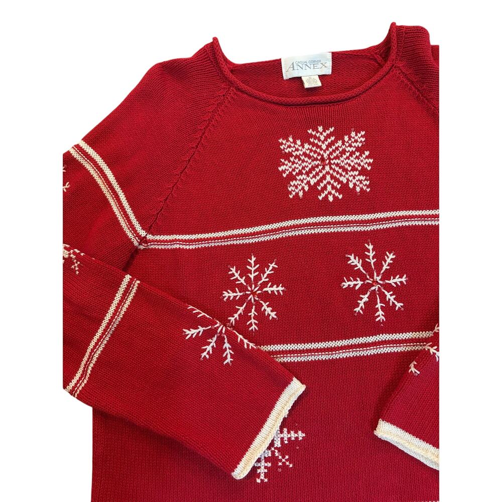 Vintage Casual Corner ANNEX Christmas Sweatyer Ramie Blend Crew Neck Red Size XL